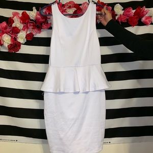 White dress with a v cut in the back